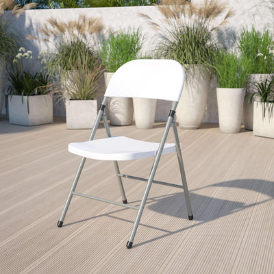 HERCULES Series 330 lb. Capacity Plastic Folding Chair with Gray Frame - View 2