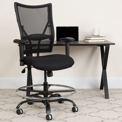 HERCULES Series 400 lb. Capacity Big & Tall Mesh Ergonomic Drafting Chair with Height Adjustable Arms