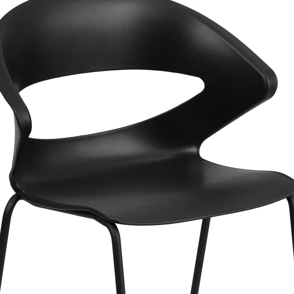 440 lb. Capacity Black Café Style Stack Chair with Flexible Back Design