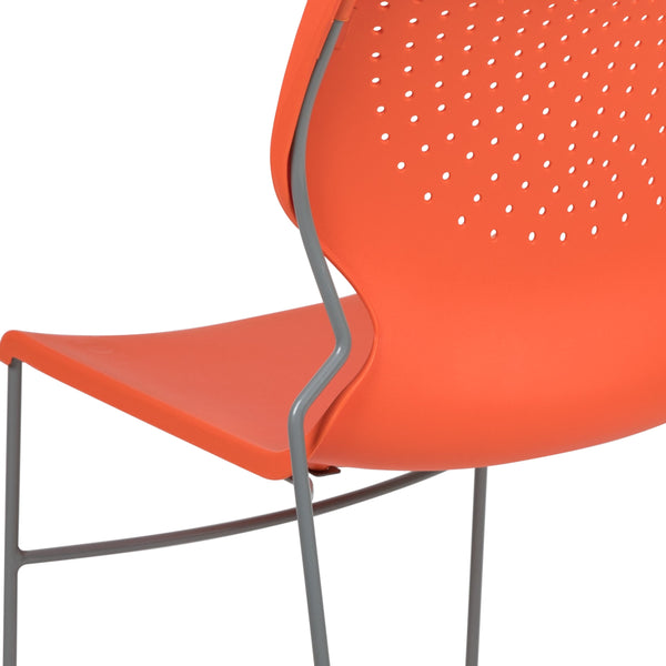 Orange |#| Home and Office Orange Full Back Stack Chair with Gray Frame - Guest Chair