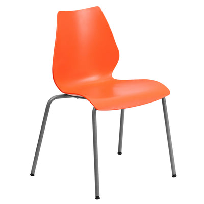 HERCULES Series 770 lb. Capacity Stack Chair with Lumbar Support and Silver Frame - View 1