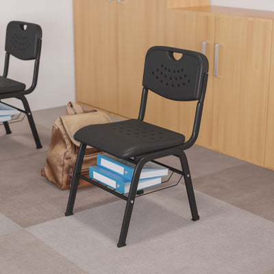 HERCULES Series 880 lb. Capacity Plastic Chair with Book Basket
