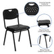 880 lb. Capacity Black Plastic Stack Chair with Open Back and Black Frame