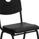 880 lb. Capacity Black Plastic Stack Chair with Open Back and Black Frame