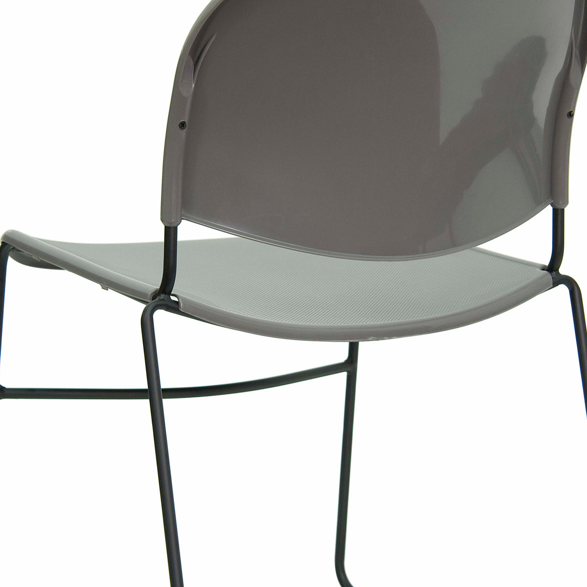 Gray Plastic/Black Frame |#| 880 lb. Capacity Gray Ultra-Compact Stack Chair with Black Frame