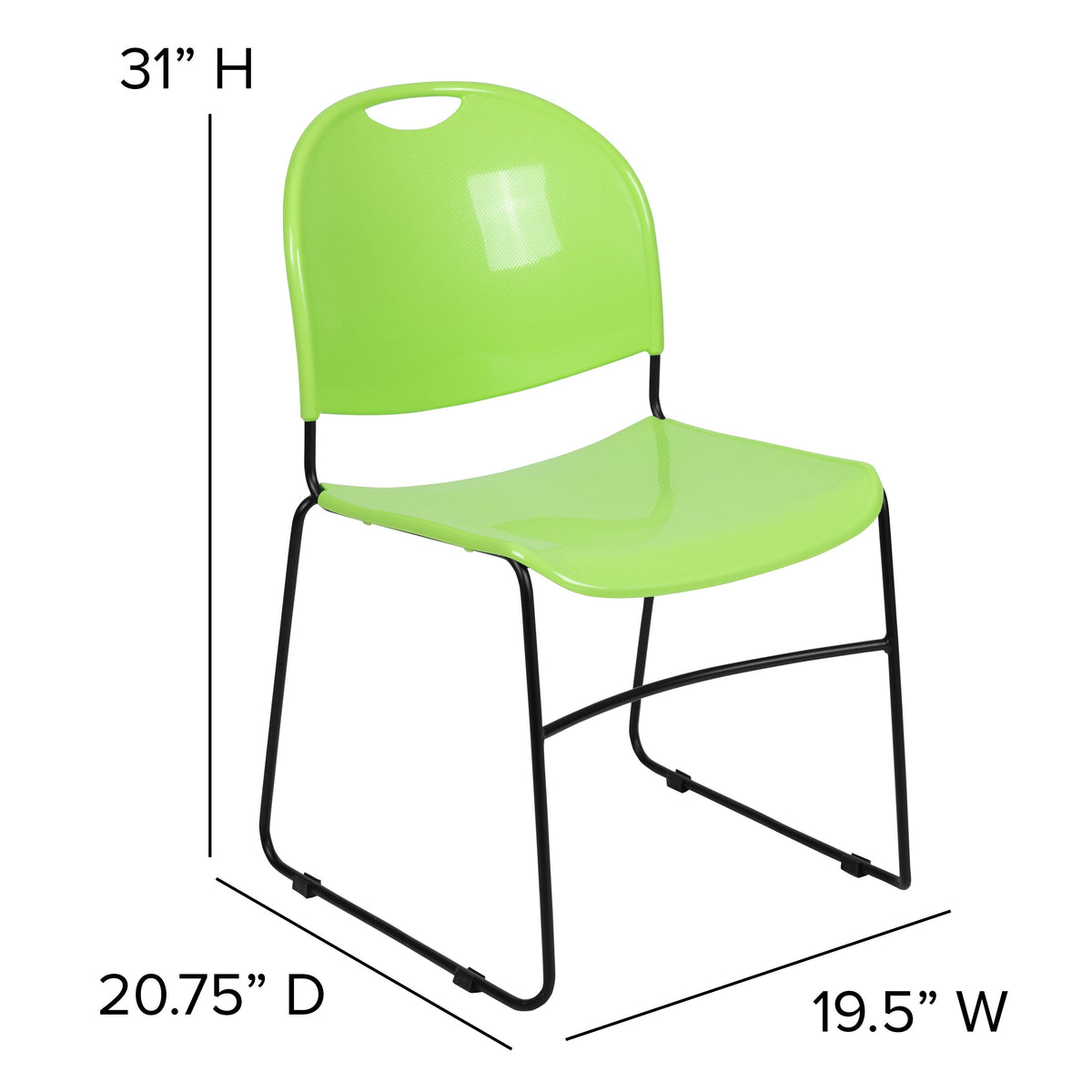 Green Plastic/Black Frame |#| Green Ultra-Compact School Stack Chair - Office Guest Chair/Student Chair