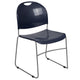 Navy Plastic/Silver Frame |#| Navy Ultra-Compact School Stack Chair - Office Guest Chair/Student Chair