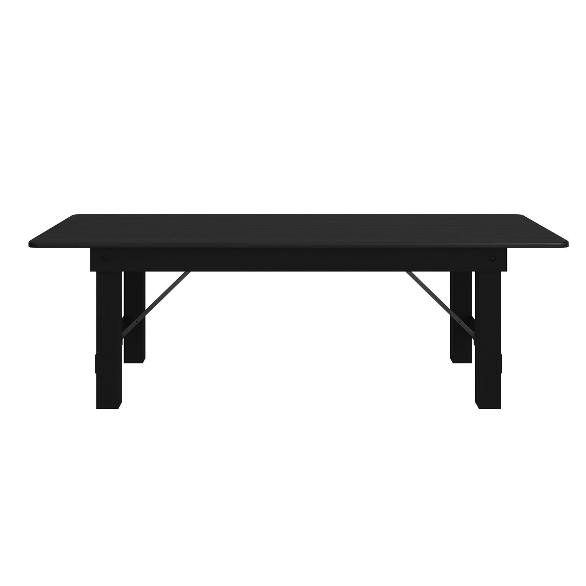 Black Wash |#| 8' x 40" Rectangular Rustic Solid Pine Farmhouse Folding Table in Black Wash