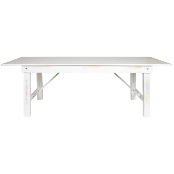 Antique Rustic White |#| 8' x 40" Rectangular Antique Rustic White Solid Pine Folding Farm Table