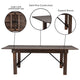 Mahogany |#| 8' x 40" Rectangular Antique Rustic Mahogany Solid Pine Folding Farm Table