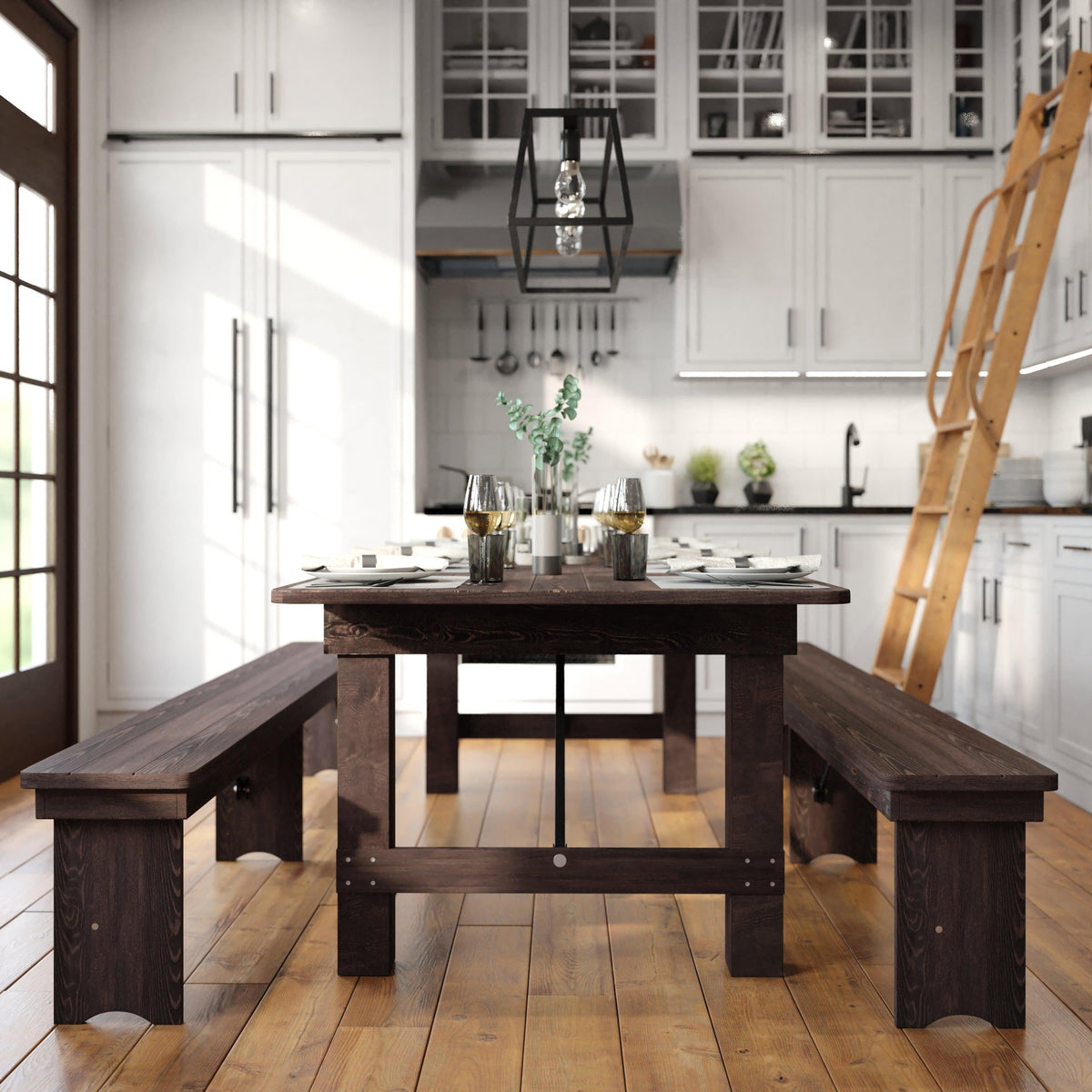 Mahogany |#| 8' x 40" Rectangular Antique Rustic Mahogany Solid Pine Folding Farm Table