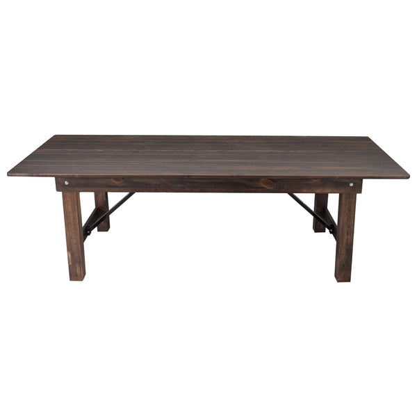 Mahogany |#| 8' x 40" Rectangular Antique Rustic Mahogany Solid Pine Folding Farm Table