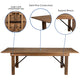 8' x 40inch Rustic Folding Farm Table Set with 6 Cross Back Chairs and Cushions
