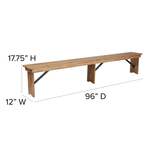 Antique Rustic |#| 9' x 40inch Antique Rustic Folding Farm Table and Two Bench Set