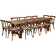 9' x 40inch Rustic Folding Farm Table Set with 12 Cross Back Chairs and Cushions