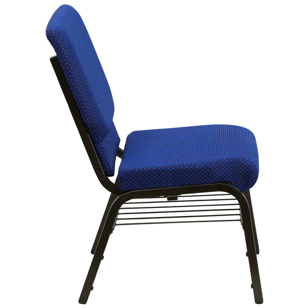 Auditorium Chair - 19inch Seat - Navy Dot Fabric/Gold Vein Frame - Book Rack