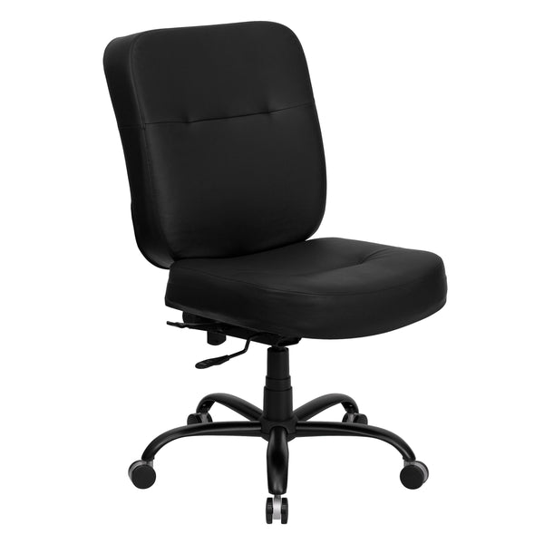 Black LeatherSoft |#| Big & Tall 400 lb. Rated High Back Black LeatherSoft Ergonomic Office Chair