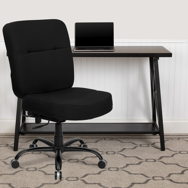 Black Fabric |#| Big & Tall 400 lb. Rated High Back Black Fabric Swivel Ergonomic Office Chair