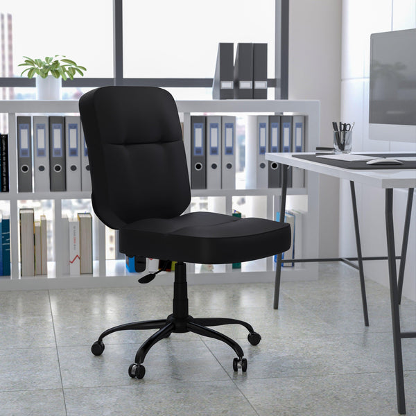 Black LeatherSoft |#| Big & Tall 400 lb. Rated High Back Black LeatherSoft Ergonomic Office Chair