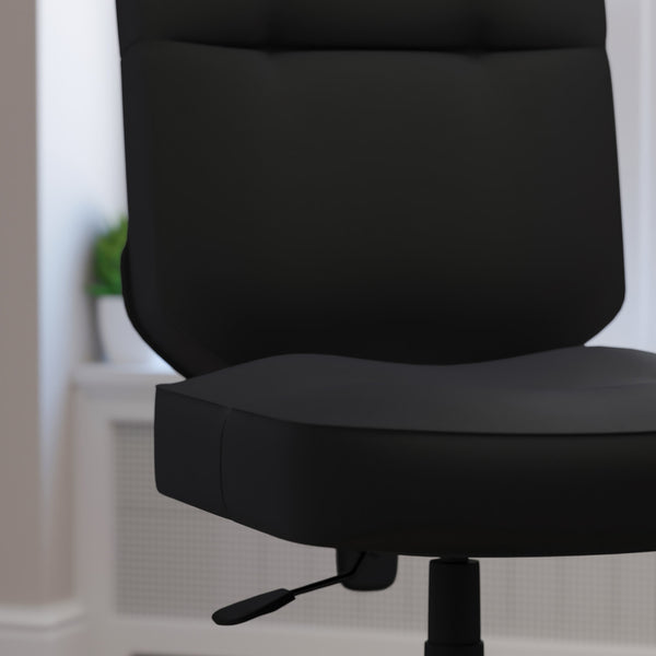 Black LeatherSoft |#| Big & Tall 400 lb. Rated High Back Black LeatherSoft Ergonomic Office Chair