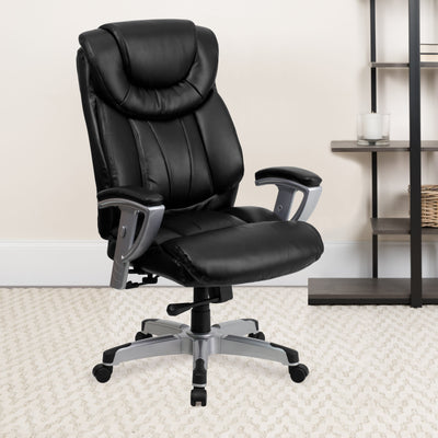 HERCULES Series Big & Tall 400 lb. Rated Executive Swivel Ergonomic Office Chair with Silver Finished Adjustable Arms