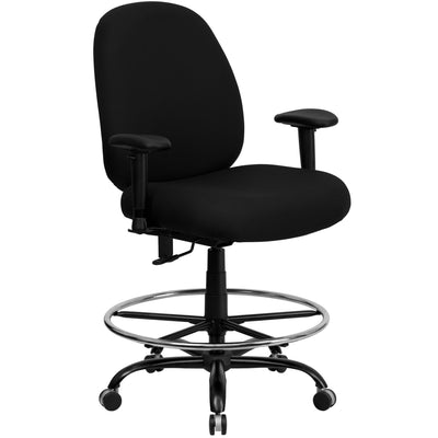 HERCULES Series Big & Tall 400 lb. Rated Fabric Ergonomic Drafting Chair with Adjustable Back Height and Arms