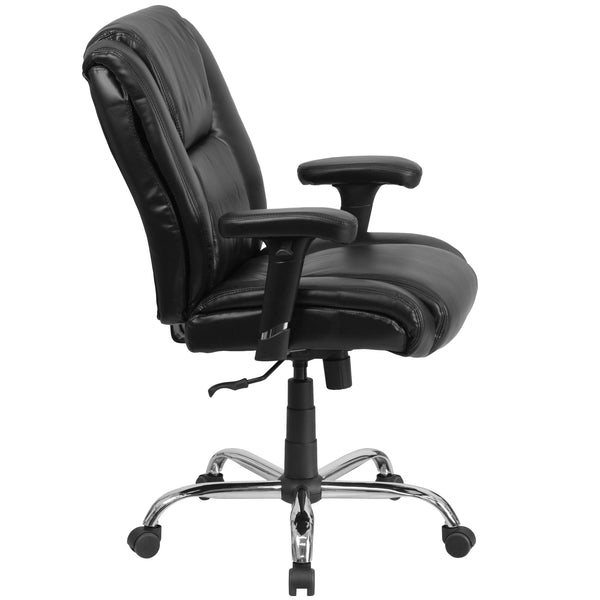 Big & Tall 400 lb. Rated Black LeatherSoft Chair w/Chrome Base & Adjustable Arms