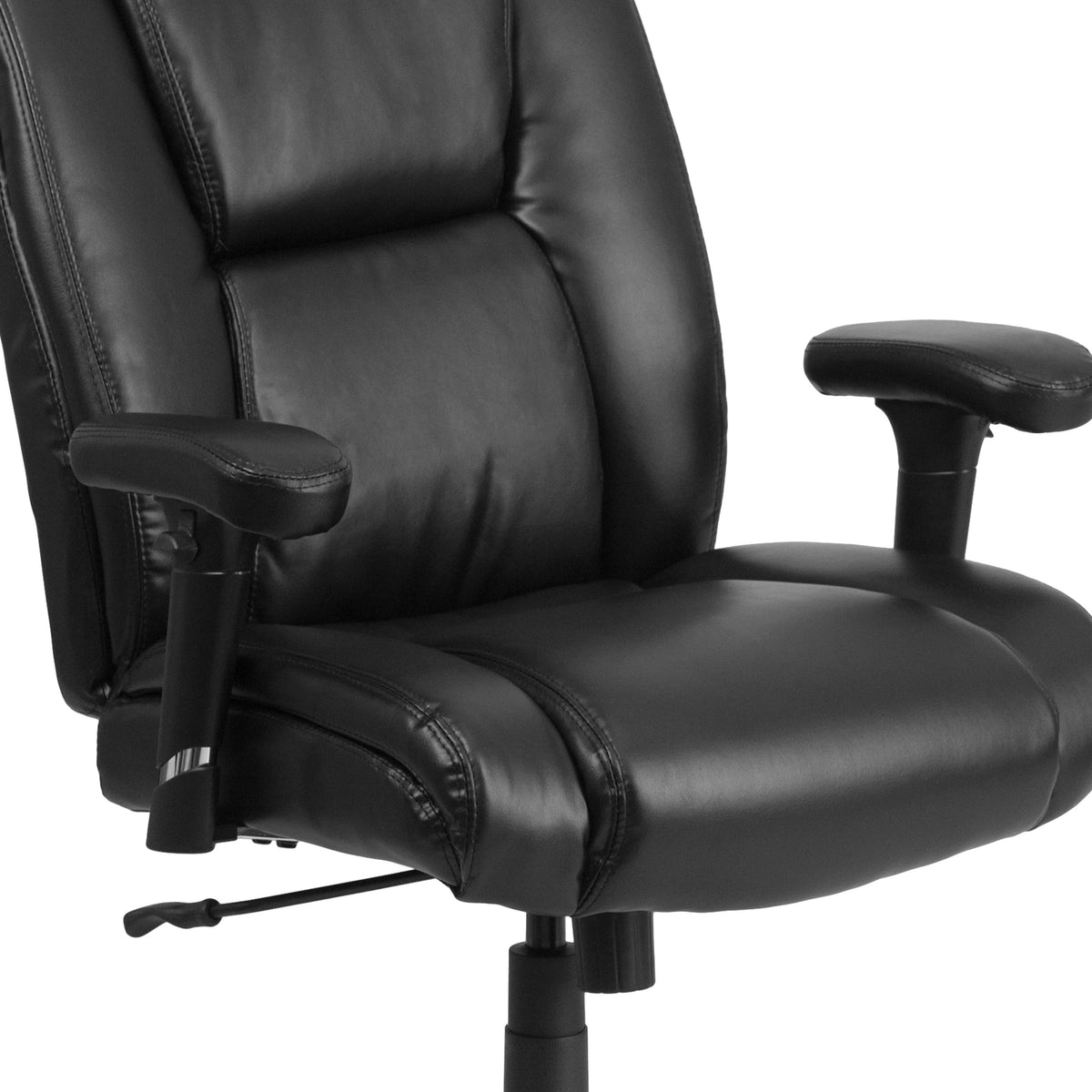Big & Tall 400 lb. Rated Black LeatherSoft Chair w/Chrome Base & Adjustable Arms