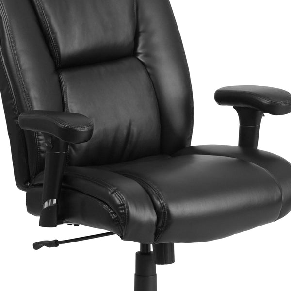 Big & Tall 400 lb. Rated Black LeatherSoft Chair w/Chrome Base & Adjustable Arms
