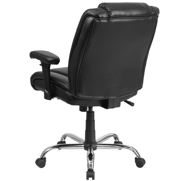 Big & Tall 400 lb. Rated Black LeatherSoft Chair w/Chrome Base & Adjustable Arms