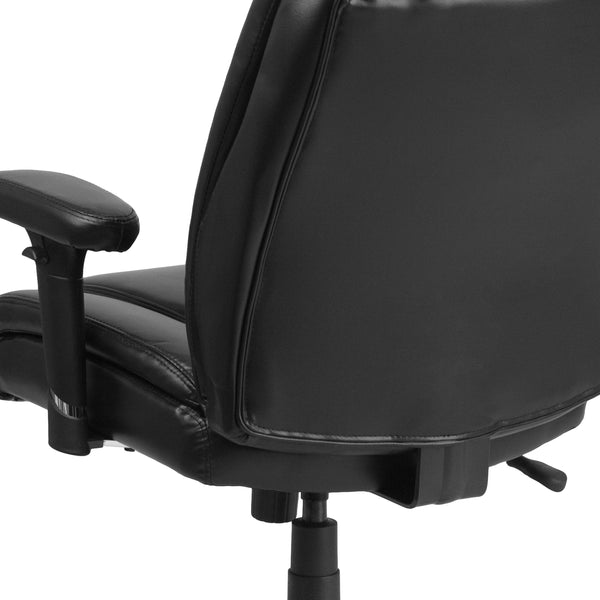 Big & Tall 400 lb. Rated Black LeatherSoft Chair w/Chrome Base & Adjustable Arms