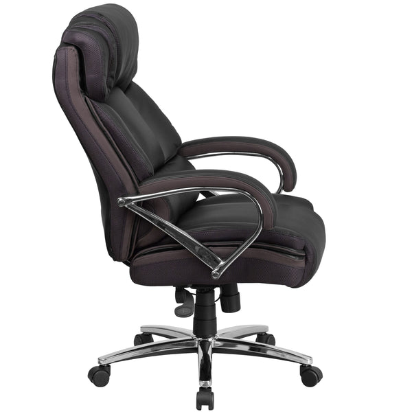 Big & Tall 500 lb. Rated Black LeatherSoft Ergonomic Office Chair w/ Chrome Base