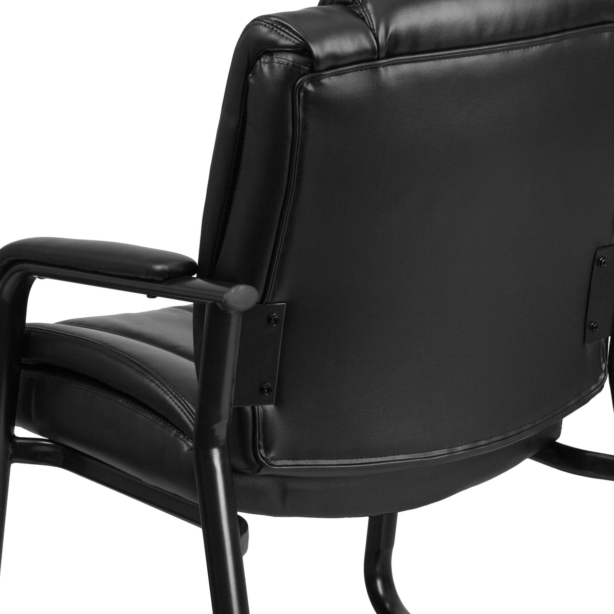 Big & Tall 500 lb. Rated Black LeatherSoft Tufted Executive Chair - Sled Base