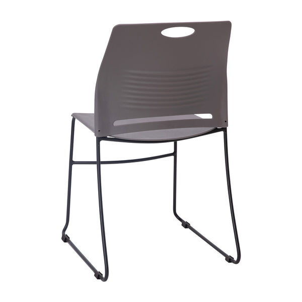 Gray |#| Commercial Grade 660 LB. Capacity Plastic Stack Chair with Steel Sled Base-Gray