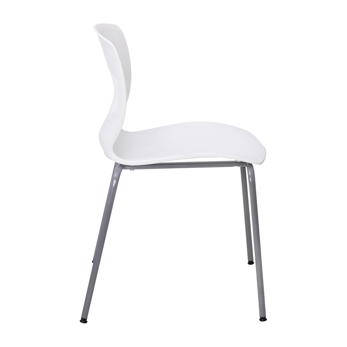 White |#| Commercial Grade 770 LB. Capacity Plastic Stack Chair with Lumbar Support-White