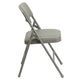 Gray Vinyl/Gray Frame |#| Curved Triple Braced & Double Hinged Gray Vinyl Metal Folding Chair