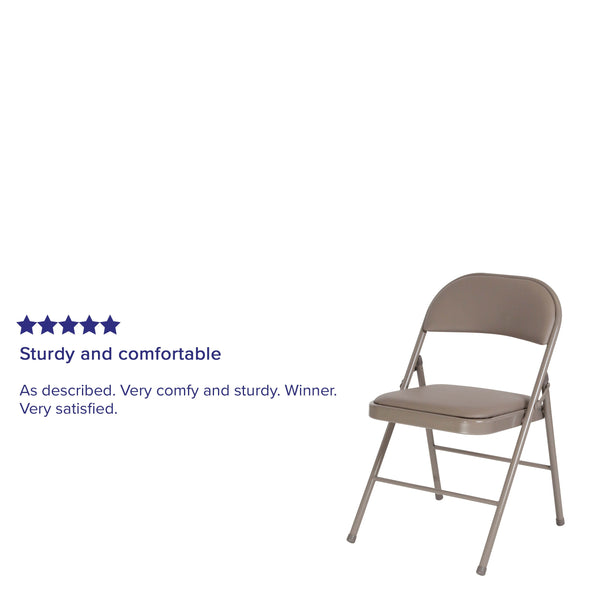 Gray |#| Double Braced Gray Vinyl Folding Chair - Commercial and Event Folding Chairs