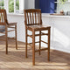 Walnut |#| School House Back Walnut Wood Restaurant Barstool with Footrest