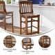 Walnut |#| School House Back Walnut Wood Restaurant Barstool with Footrest