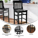Black |#| School House Back Black Wood Restaurant Barstool with Footrest