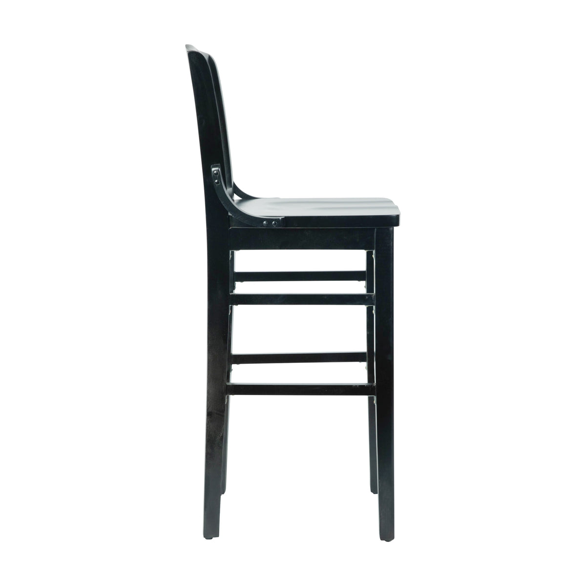 Black |#| School House Back Black Wood Restaurant Barstool with Footrest