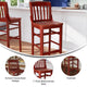 Mahogany |#| School House Back Mahogany Wood Restaurant Barstool with Footrest