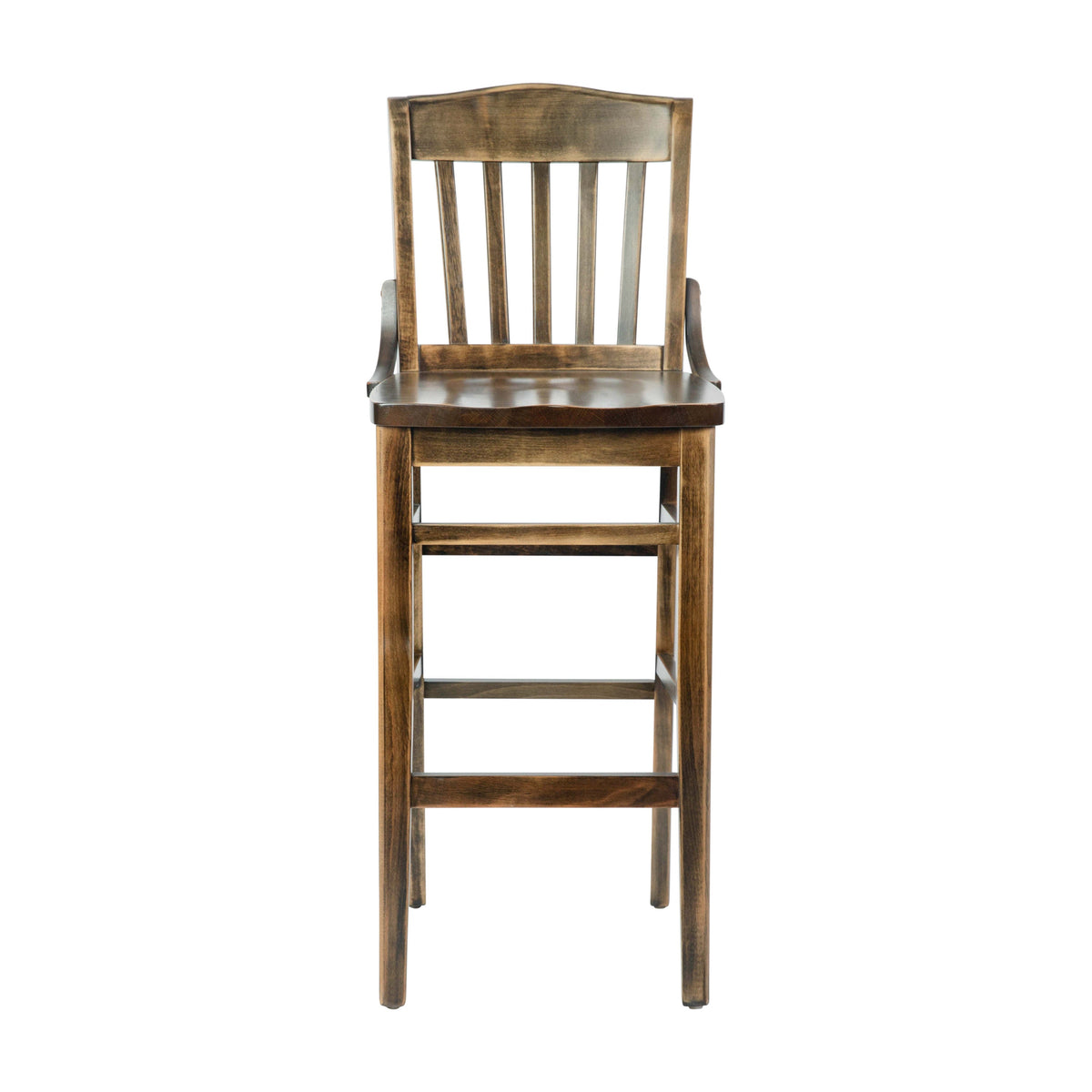 Antique Copper |#| School House Back Antique Copper Wood Restaurant Barstool with Footrest