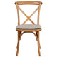 Oak |#| Stackable Oak Wood Cross Back Chair with Cushion - Dining Room Seating
