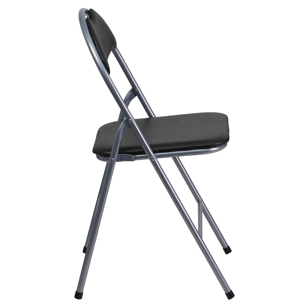 300 lb. Capacity Black Vinyl Metal Folding Chair with Carrying Handle