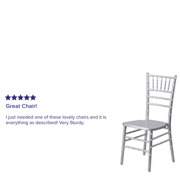 Silver |#| 1100lb. Capacity Silver Wood Stackable Chiavari Event Chair