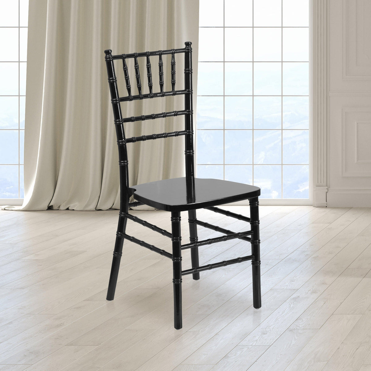 Black |#| 1100lb. Capacity Black Wood Stackable Chiavari Event Chair