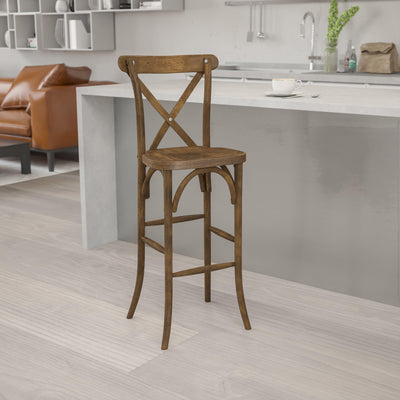 HERCULES Series Wood Cross Back Barstool - View 2