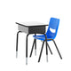 Gray Top/Navy Chair |#| Gray/Black Student Desk with Open Front Metal Book Box & Navy Flex Comfort Chair