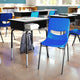 Gray Top/Navy Chair |#| Gray/Black Student Desk with Open Front Metal Book Box & Navy Flex Comfort Chair